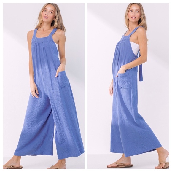 39 Angela Solid Fabulous Wide Leg Jumpsuit - Picture 2 of 4